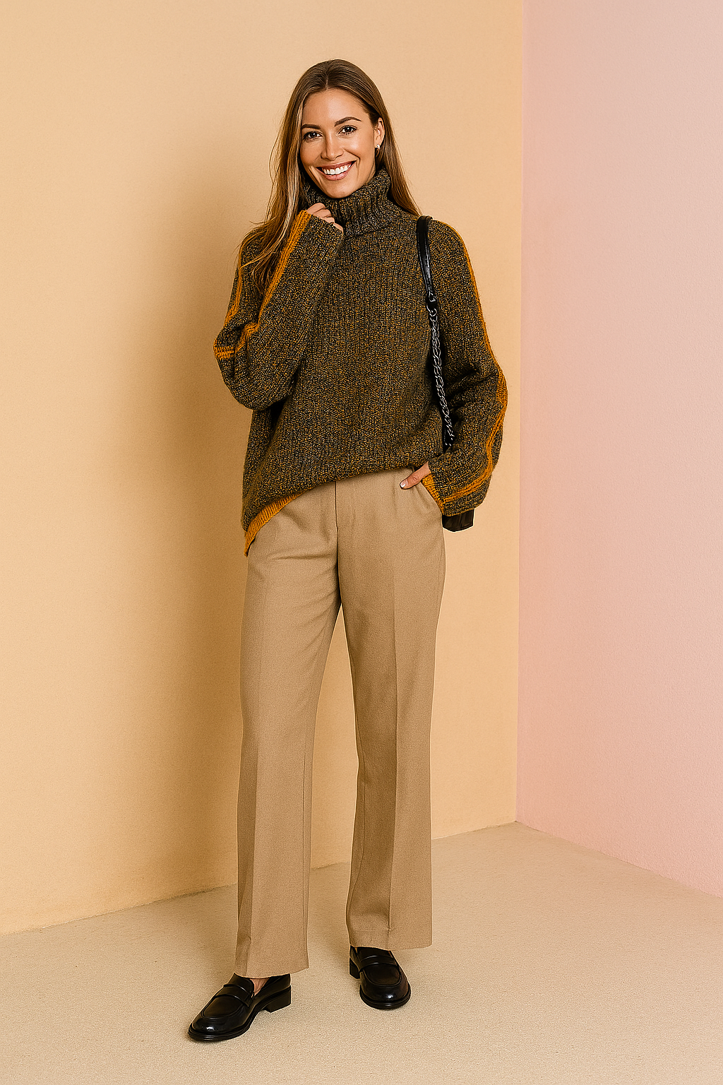 Helga | Turtleneck sweater with contrasting stripe