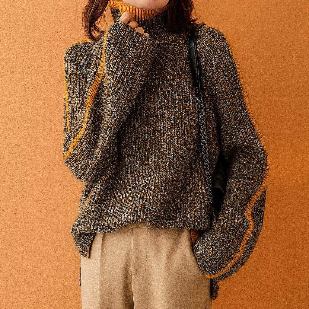 Helga | Turtleneck sweater with contrasting stripe