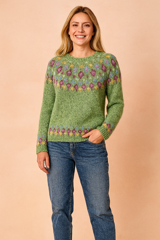 Izabela | Sweater with a colorful pattern on the top