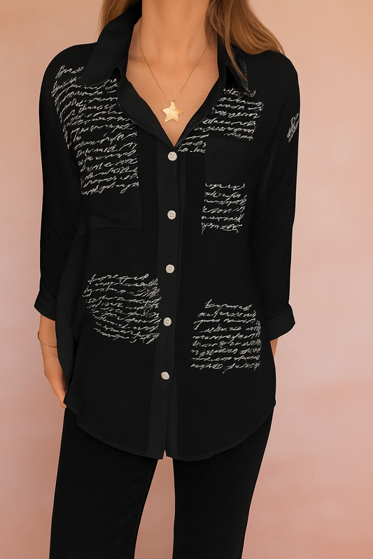 JENA | Shirt blouse with a script print