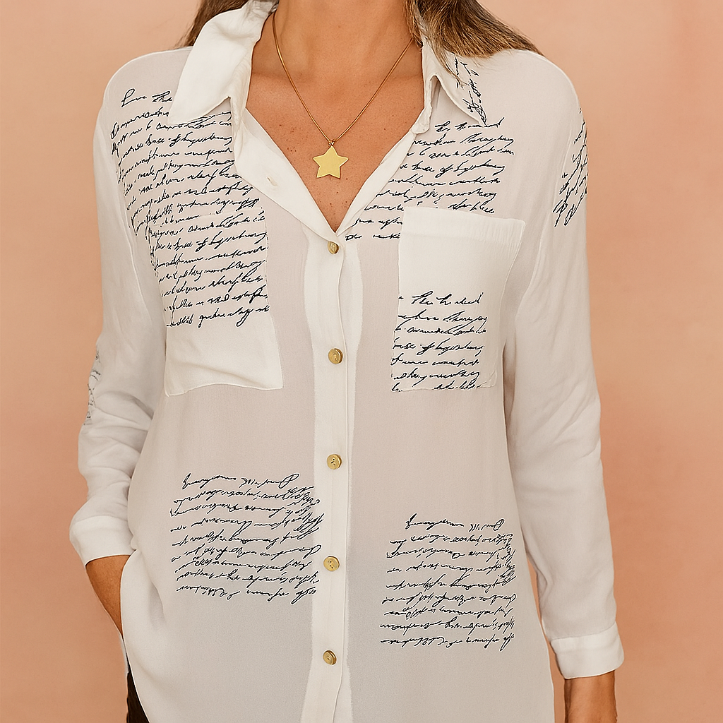 JENA | Shirt blouse with a script print