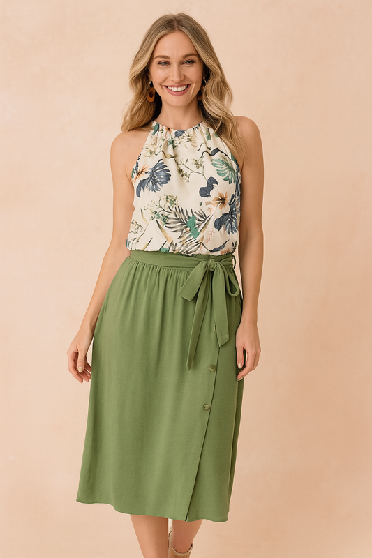 Joanna | Summer blouse with a floral print and tie detail