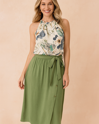 Joanna | Summer blouse with a floral print and tie detail