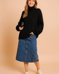 Karolina | Oversized turtleneck sweater with a geometric weave