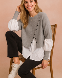 Klaudia | Fashionable layered sweater with a shirt effect