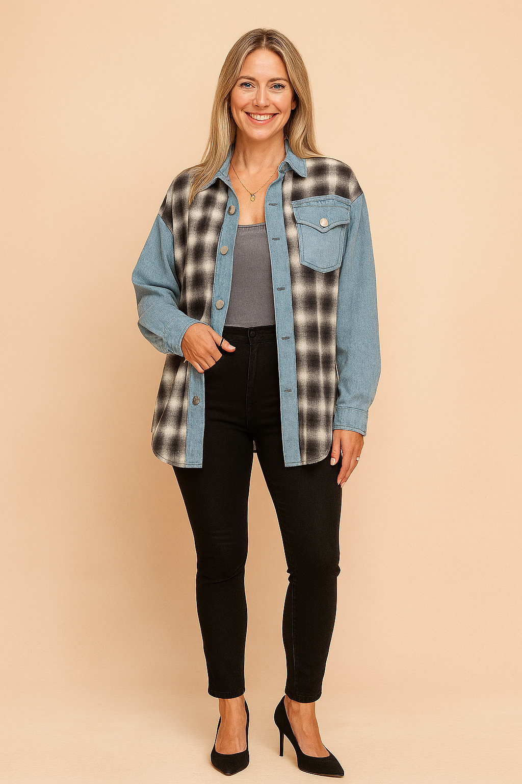 LILY | Oversized Checked Shirt Blouse