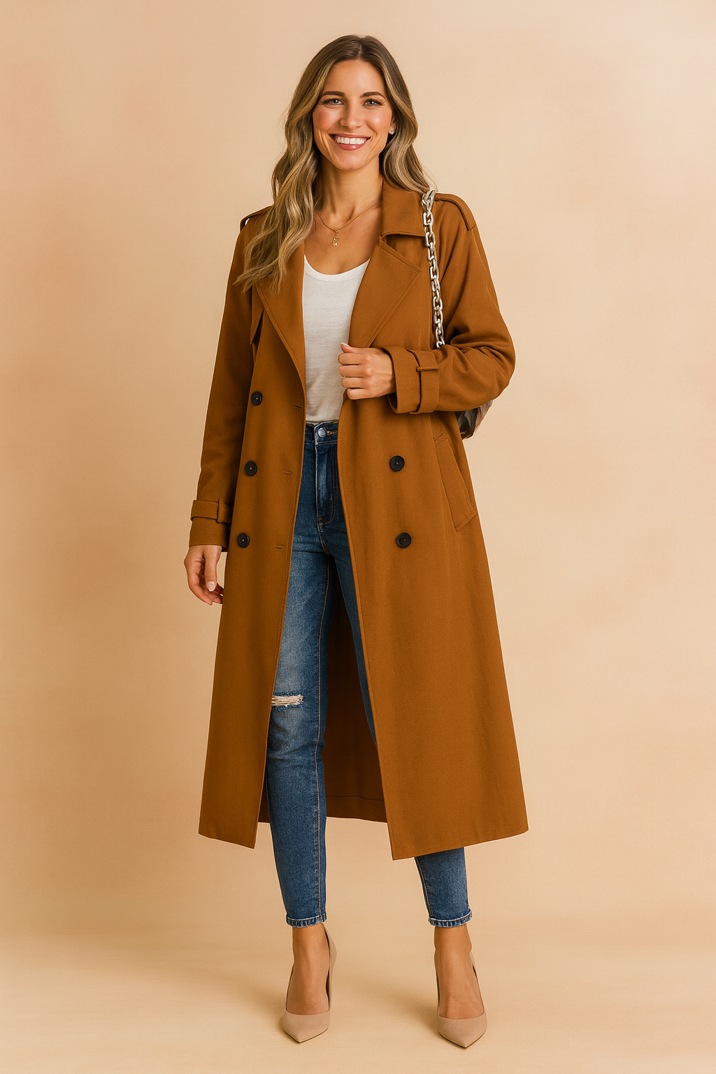 Lena | Long trench coat in urban style