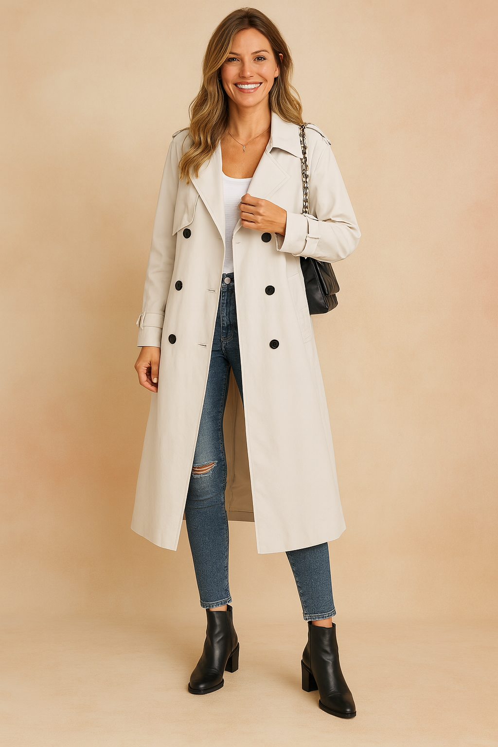 Lena | Long trench coat in urban style