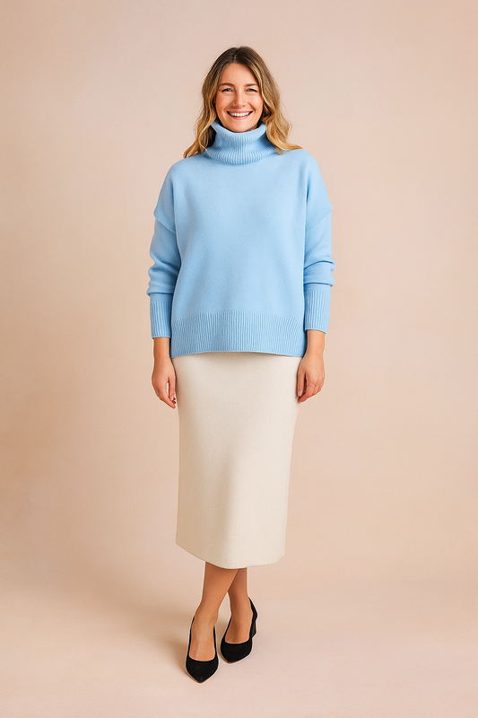 Lena | Short-sleeved sweater with a wide turtleneck
