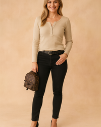 Lexi | Ribbed Button-Down Blouse