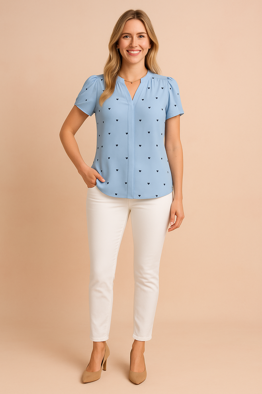 Livia | Girly blouse with a heart motif