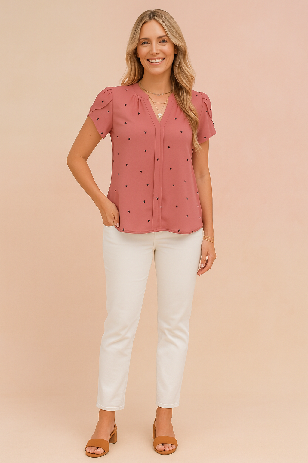 Livia | Girly blouse with a heart motif