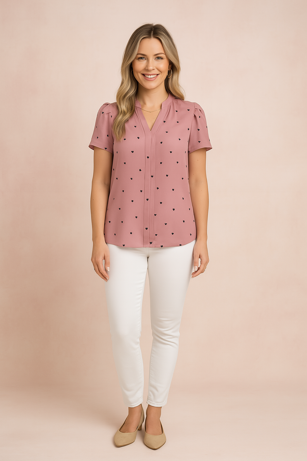 Livia | Girly blouse with a heart motif