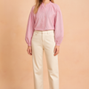 Liwia | Stylish striped blouse with a delicate stand-up collar