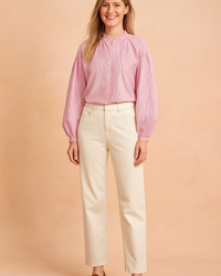 Liwia | Stylish striped blouse with a delicate stand-up collar