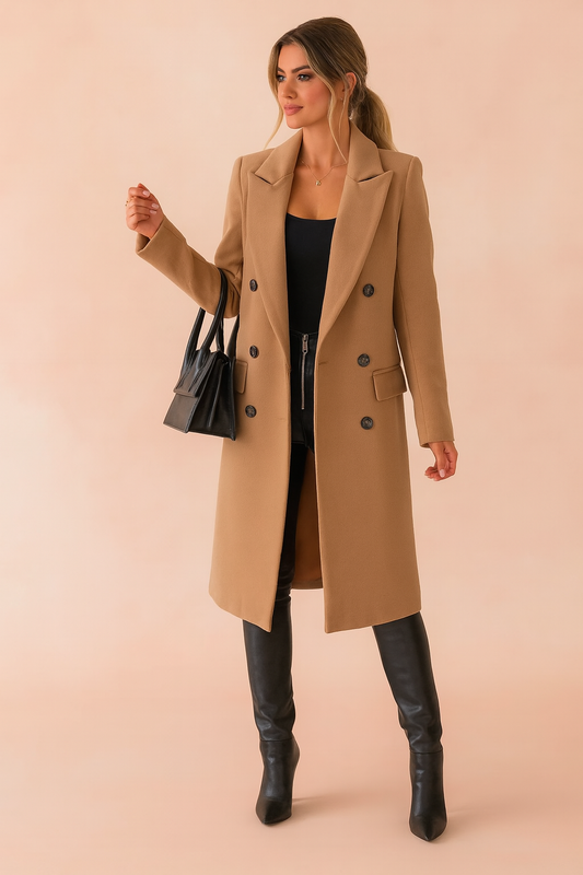 Madison | Tailored Double-Breasted Longline Women’s Blazer Coat