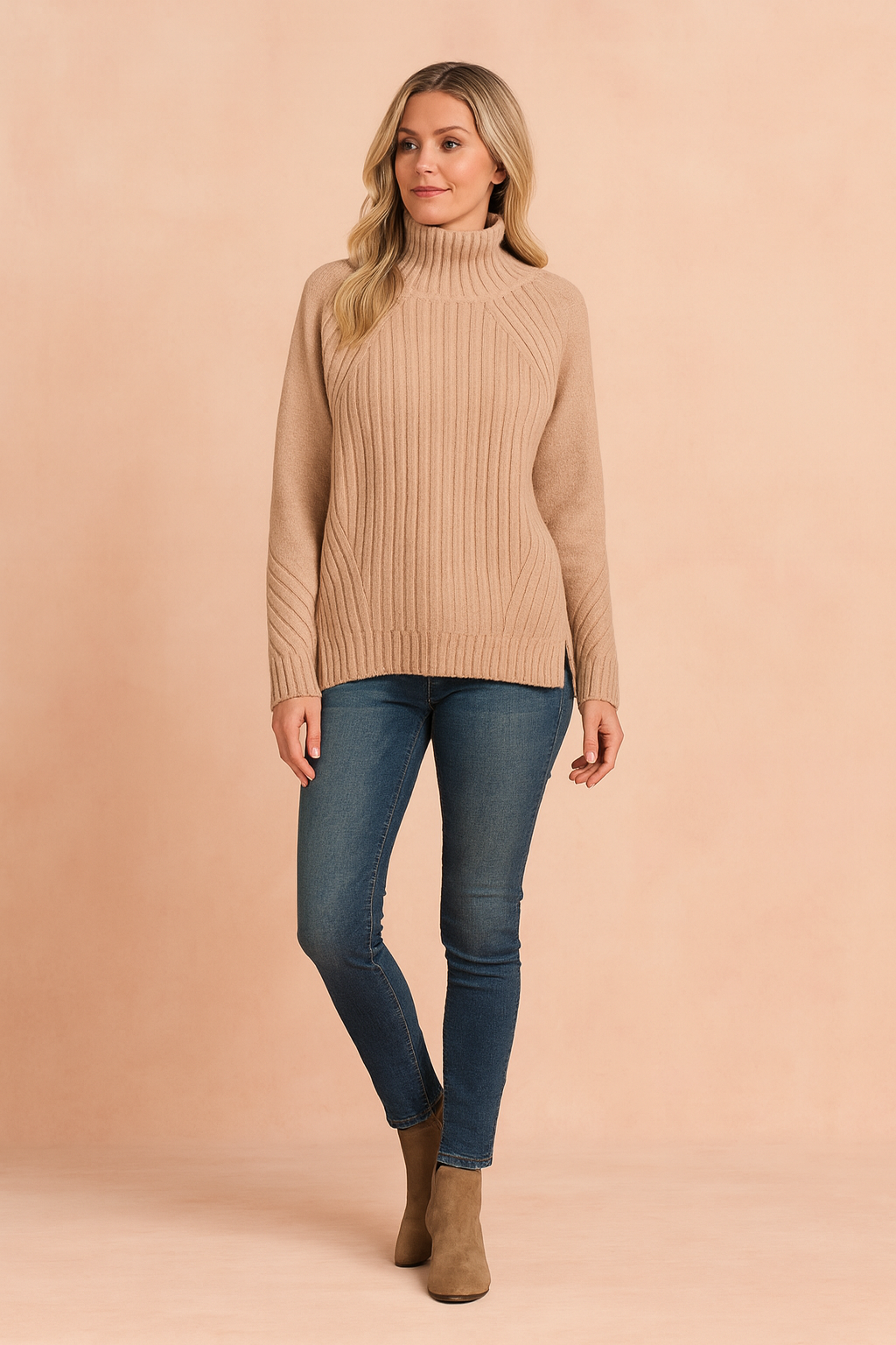 Lynette | Cozy Ribbed Knit Sweater with High Neck