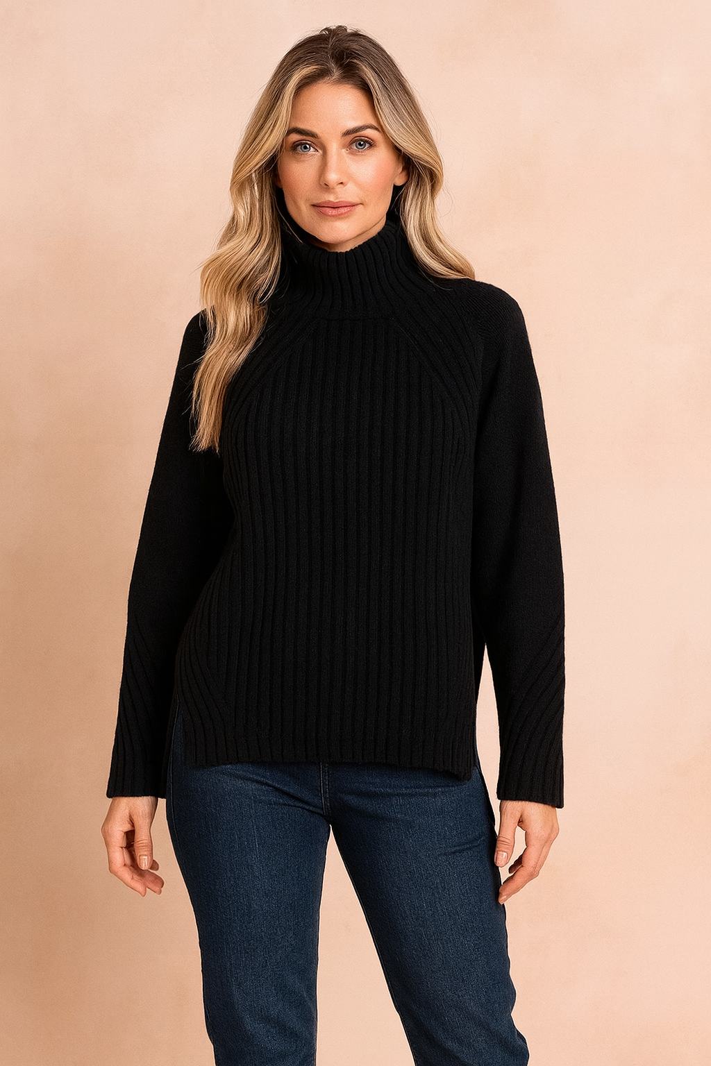 Lynette | Cozy Ribbed Knit Sweater with High Neck