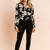 Lyona | Elegant floral V-neck blouse