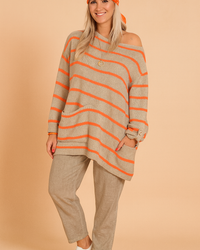 Magda | Oversized striped sweater with a boat neckline