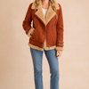 Magdalena | Aviator jacket with sheepskin and stripes