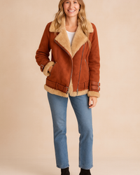 Magdalena | Aviator jacket with sheepskin and stripes