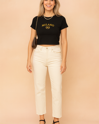 Maja | Short T-shirt with a college-style inscription