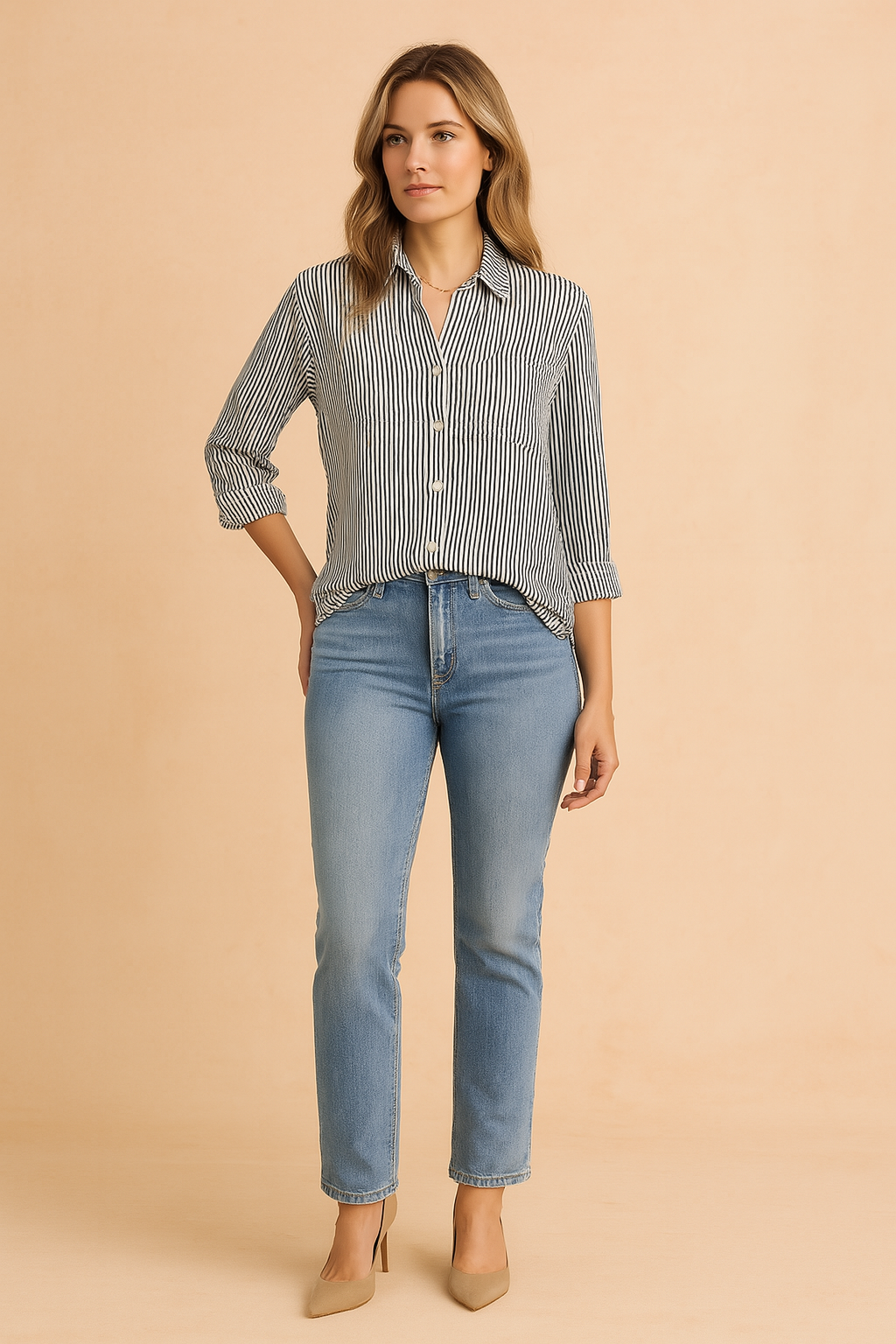 Maria | Casual Shirt with Vertical Pattern
