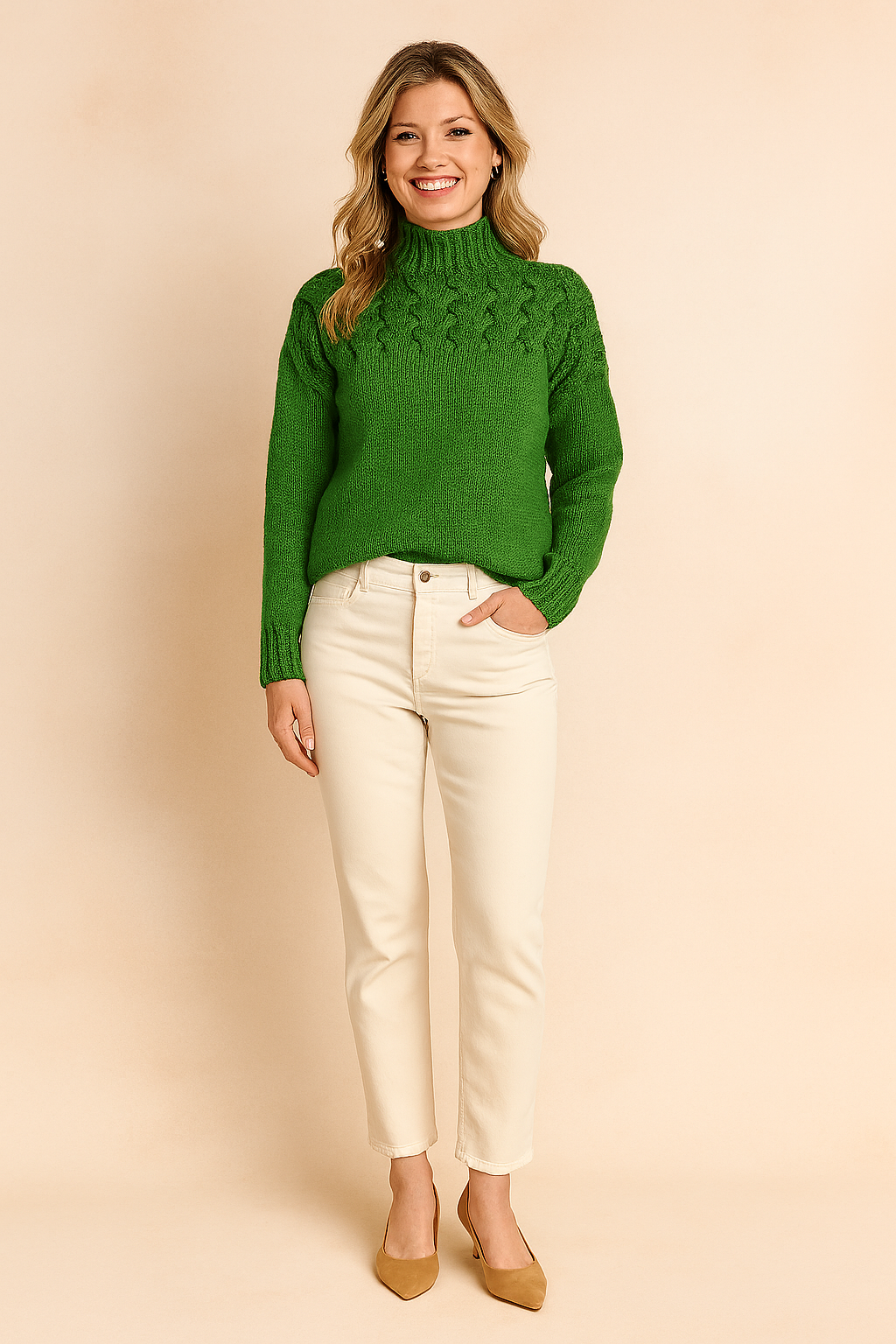 Marta | Sweater with a knitted pattern at the top