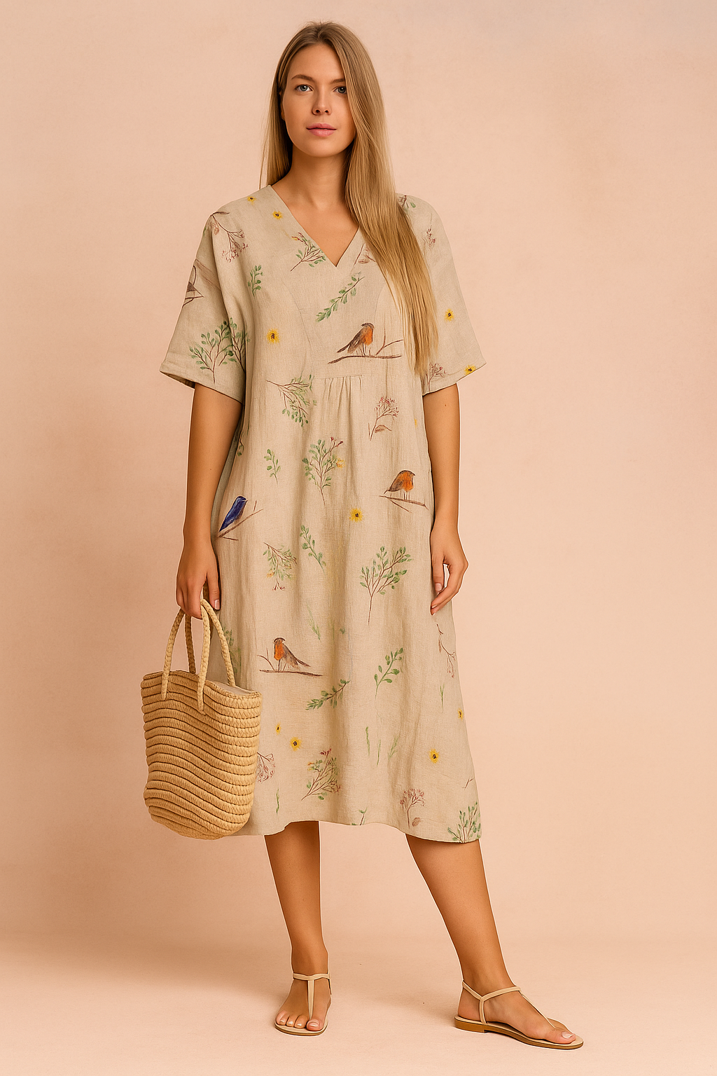 Maya | Women's Casual Shirt with Bird and Branch Print