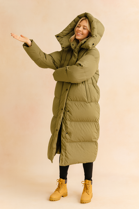 Audrey | Long Quilted Winter Jacket with Hood
