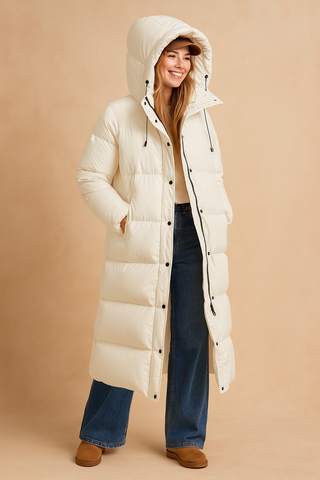 Audrey | Long Quilted Winter Jacket with Hood