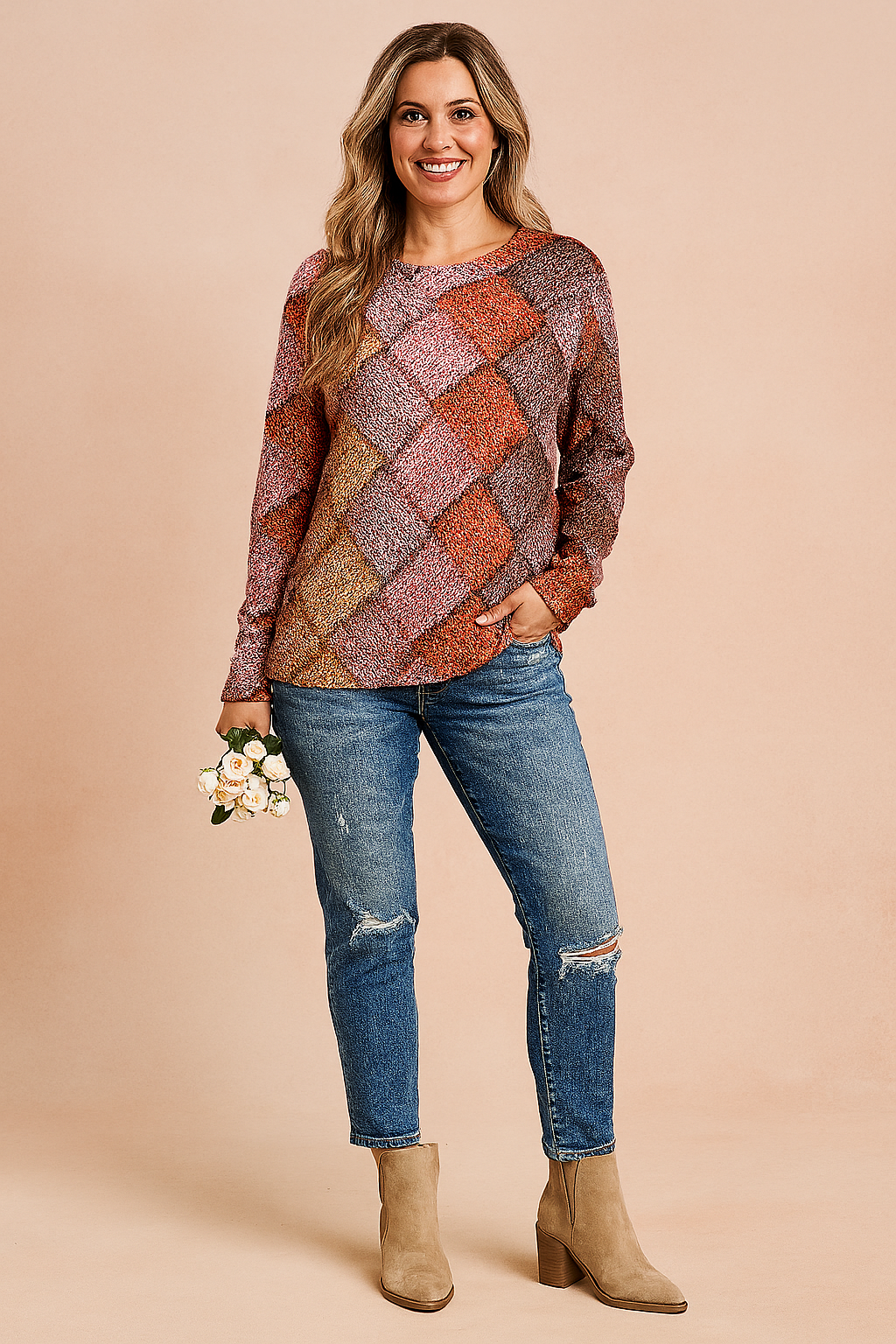 Monika | Sweater with a colorful woven pattern