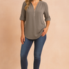 Nessa | Zippered blouse with 3/4 sleeves