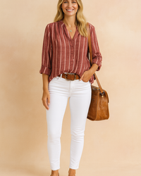 Nori | Striped blouse with collar and buttons
