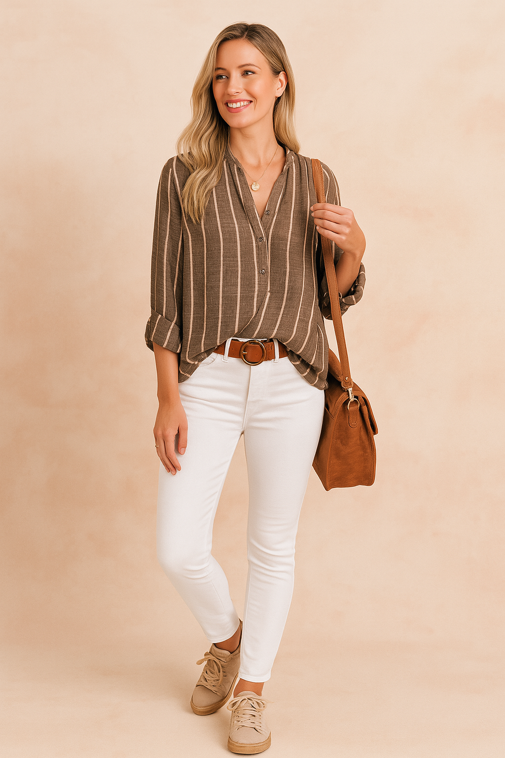 Nori | Striped blouse with collar and buttons
