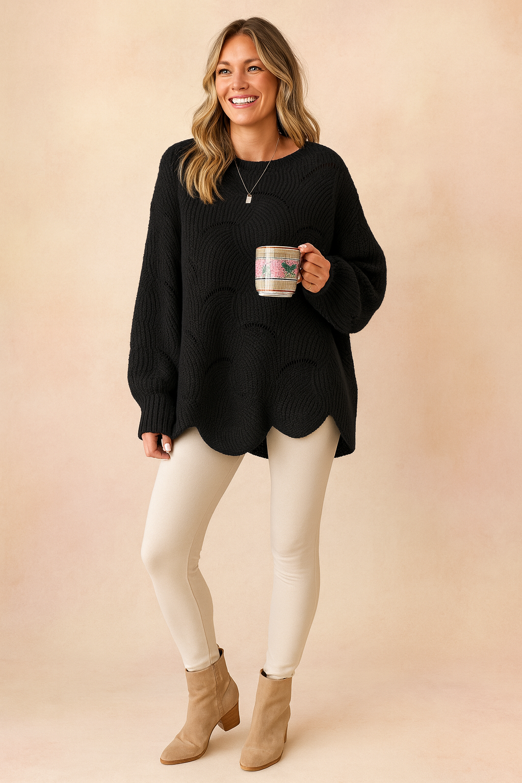 Oliwia | Oversized sweater with an openwork pattern