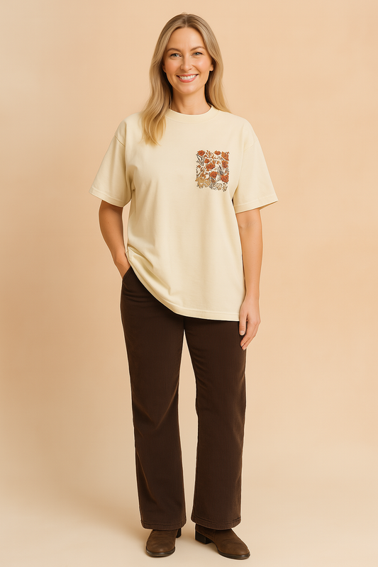 Oliwia | T-shirt with a floral pocket