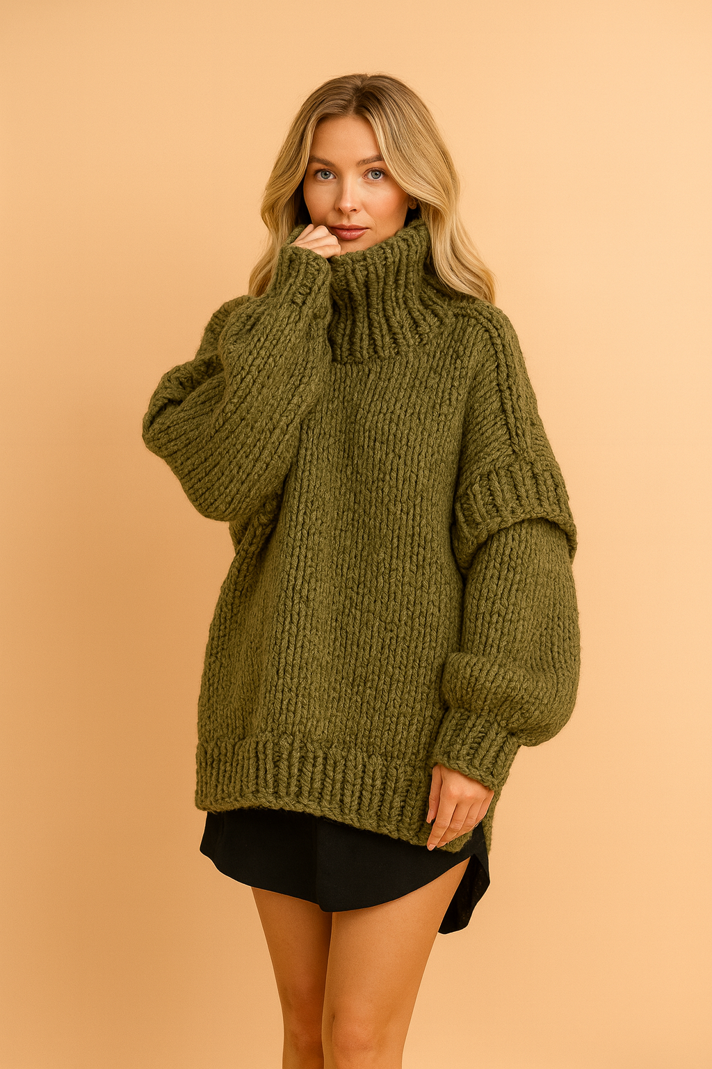 Priscilla | Oversize Chunky Knit Pullover | Warm Turtleneck Sweater
