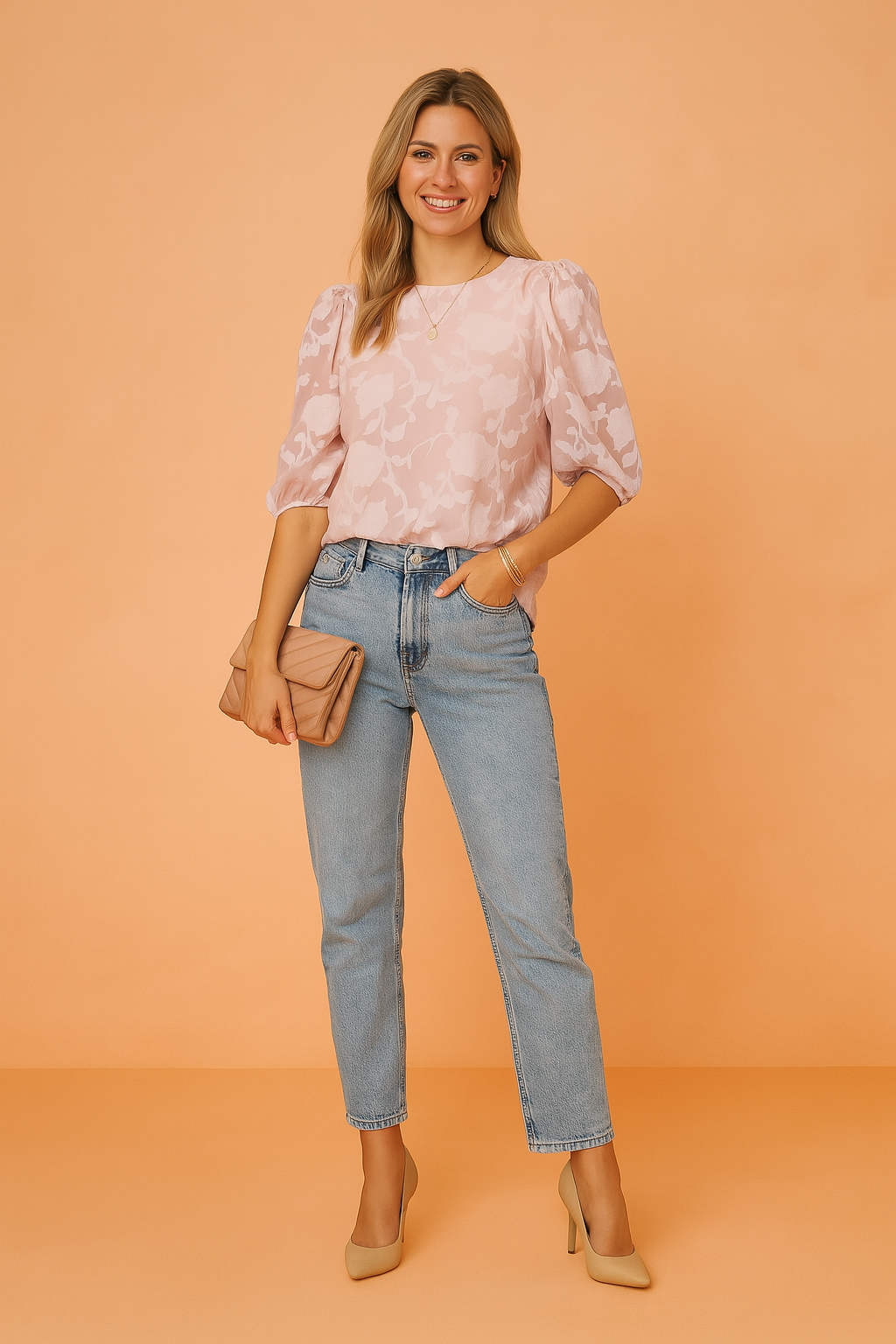 Rosana | Elegant floral blouse with puff sleeves