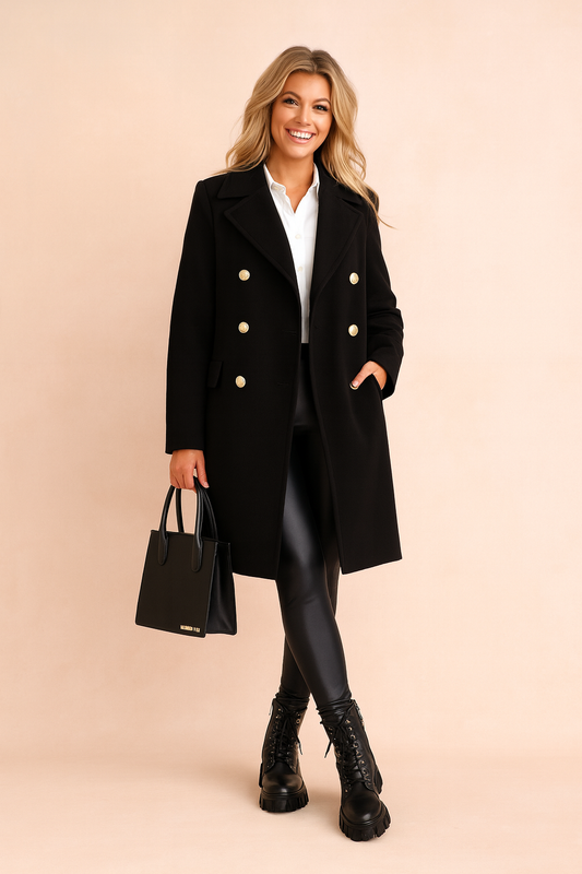 Selena | Tailored Double-Breasted Longline Women’s Coat