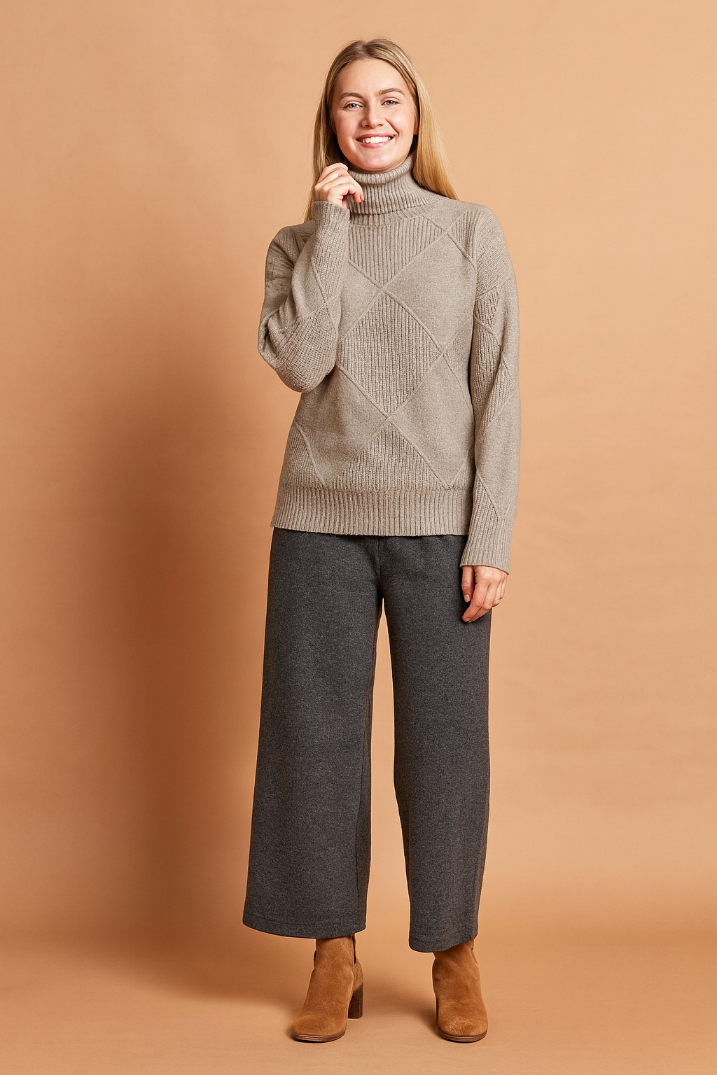 Sofia | Turtleneck Sweater with Geometric Pattern