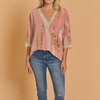 Sorella | Romantic blouse with a subtle pattern and lace trim