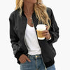 Stylish Women's Bomber Jacket with Ribbed Collar and Cuffs for Casual Everyday Wear