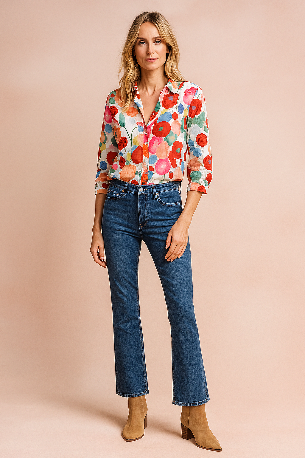 Vienna | Stylish red and floral blouse