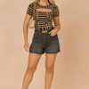 Waist | Blouse with a geometric pattern and cutout