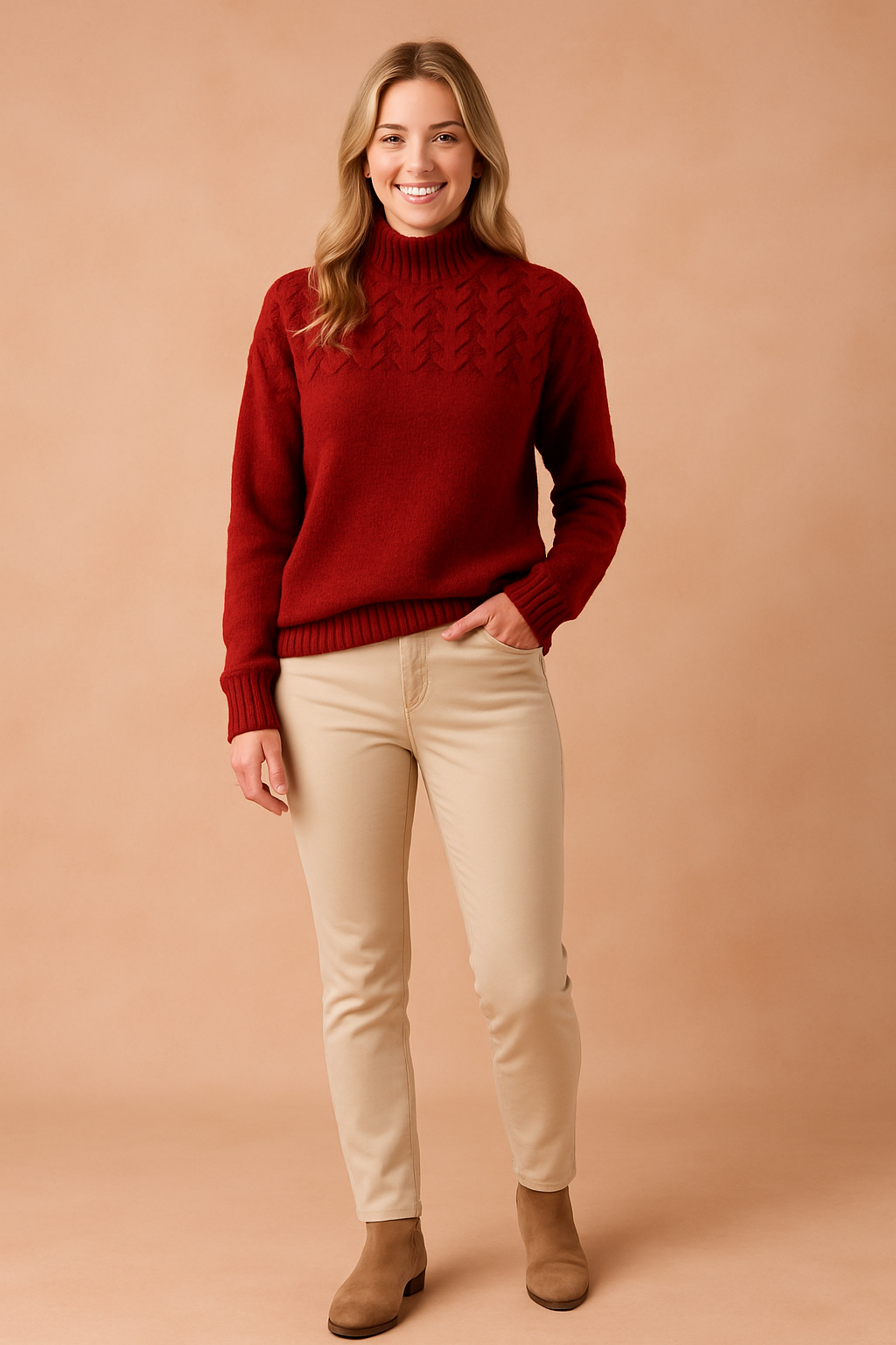 Wendy | Patterned Sweater with Stand-Up Collar