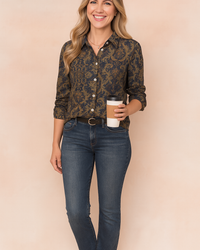Weronika | Elegant Shirt Blouse with a Vintage Pattern