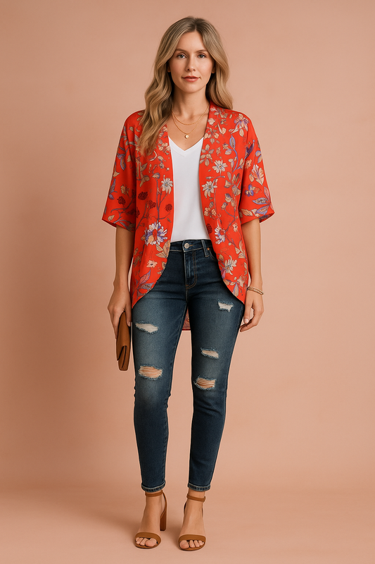 Women's Airy Kimono Lightweight Fabric Stylish Print