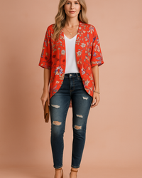 Women's Airy Kimono Lightweight Fabric Stylish Print